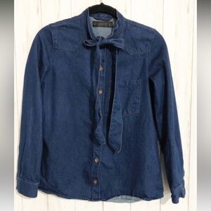 Zara denim shirt with bow detail
